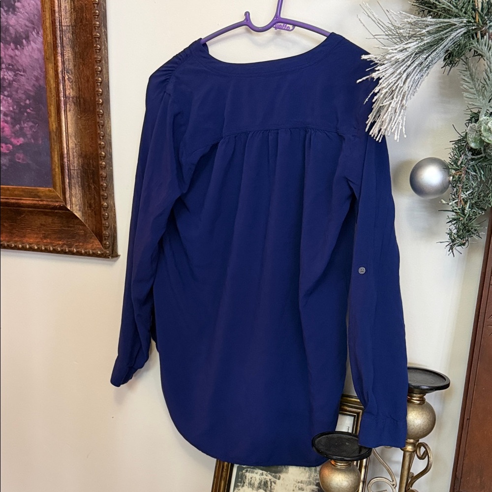 LOFT Navy Button-Down Blouse - image 3